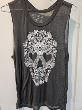 Fifth Sun Sheer Skull Graphic Tank Top Sleeveless